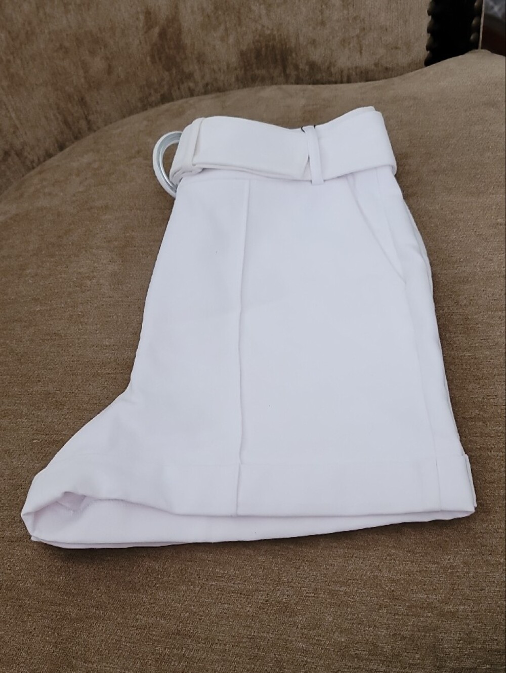 Express High-Waist White Belted Women’s Shorts - Picture 15 of 16
